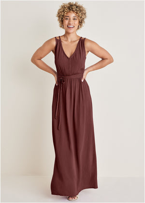 Braided detail maxi dress - Auburn - thumbnail-1