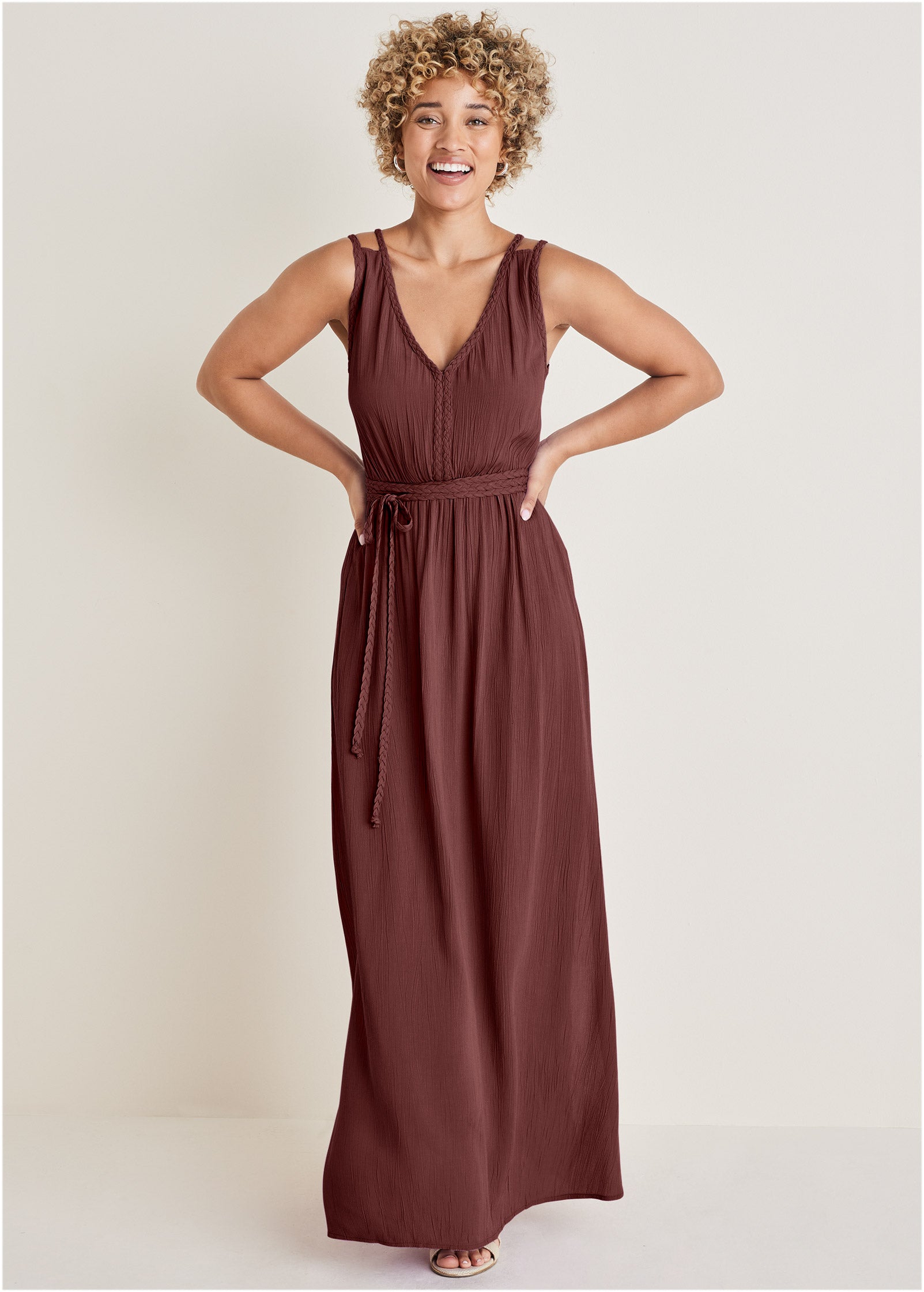 Braided Detail Maxi Dress - Auburn