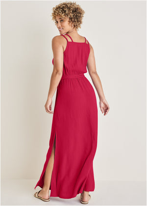 Braided Detail Maxi Dress - Barberry - thumbnail-2