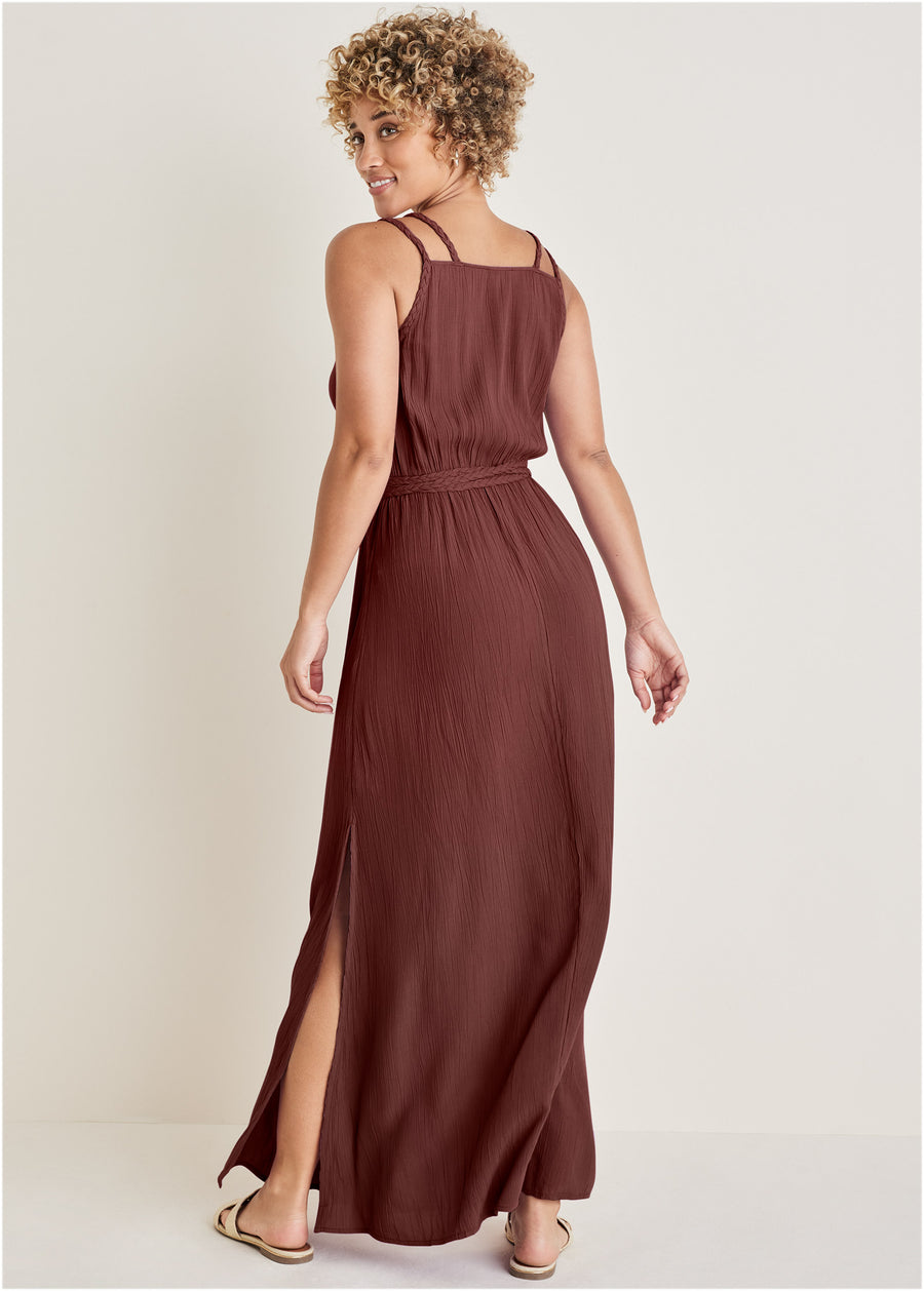 Braided detail maxi dress - Auburn