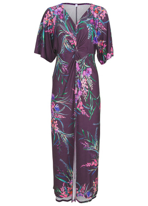 Twist Front Maxi Dress - Regal Wildflowers - thumbnail-3