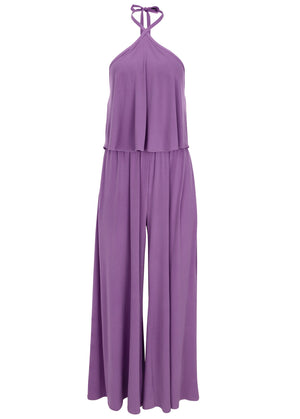 Cross Neck Jumpsuit - Purple - thumbnail-3