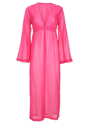 Kimono W/ Front Closure - Fuchsia - thumbnail-3