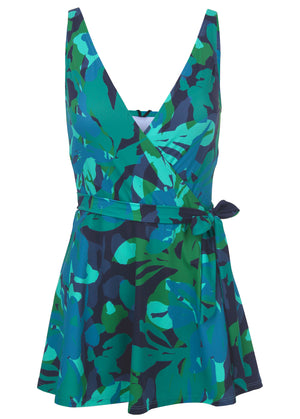 Wrap Swim Dress - Desert Floral Blue - thumbnail-3