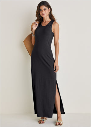 Tank Maxi Dress - Black - thumbnail-1