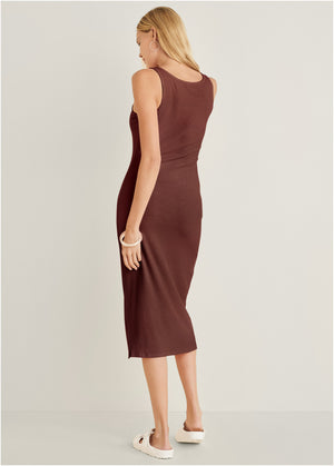 Henley Midi Dress - Auburn - thumbnail-2