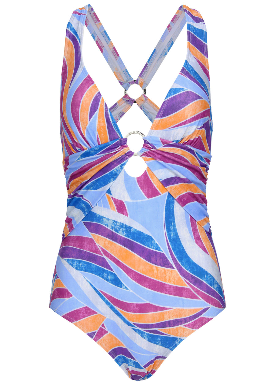 Criss Cross One Piece  - Santa Monica Abstract