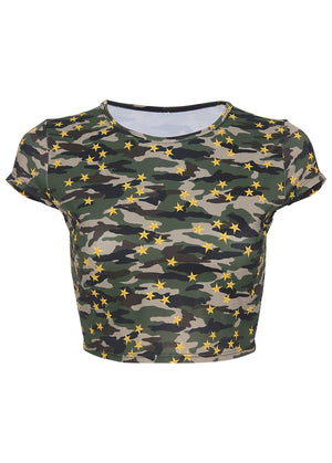 Short Sleeve Swim Crop Top - Starry Camo - thumbnail-3