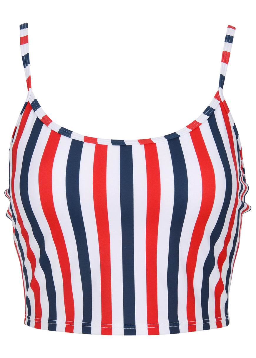 Swim crop top - Americana Stripe Large