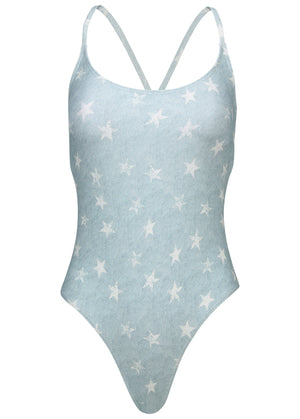 Denim Tie Back One-Piece - Denim Star - thumbnail-3