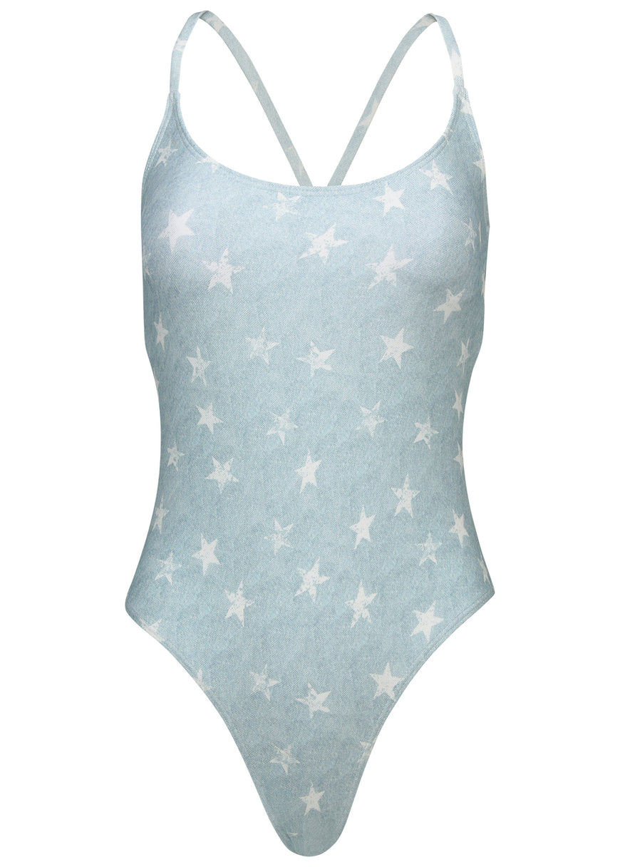 Denim Tie Back One-Piece - Denim Star