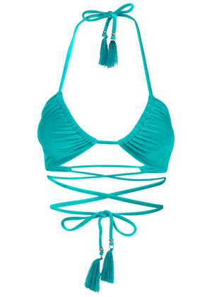 Velvet convertible triangle - Teal - thumbnail-3