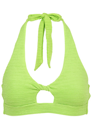 Haut de maillot de bain torsadé texturé - Bright Lime Green - thumbnail-4