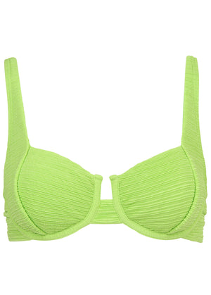 Textured underwire swim top - Bright Lime Green - thumbnail-4