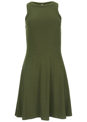 Flexrib Fit And Flare Dress - Bronze Green - thumbnail-3