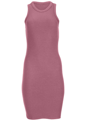 Flexrib Mini Dress - Heather Rose - thumbnail-3