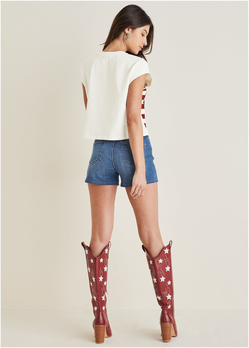 Stars And Stripes Sequin Top - Off White