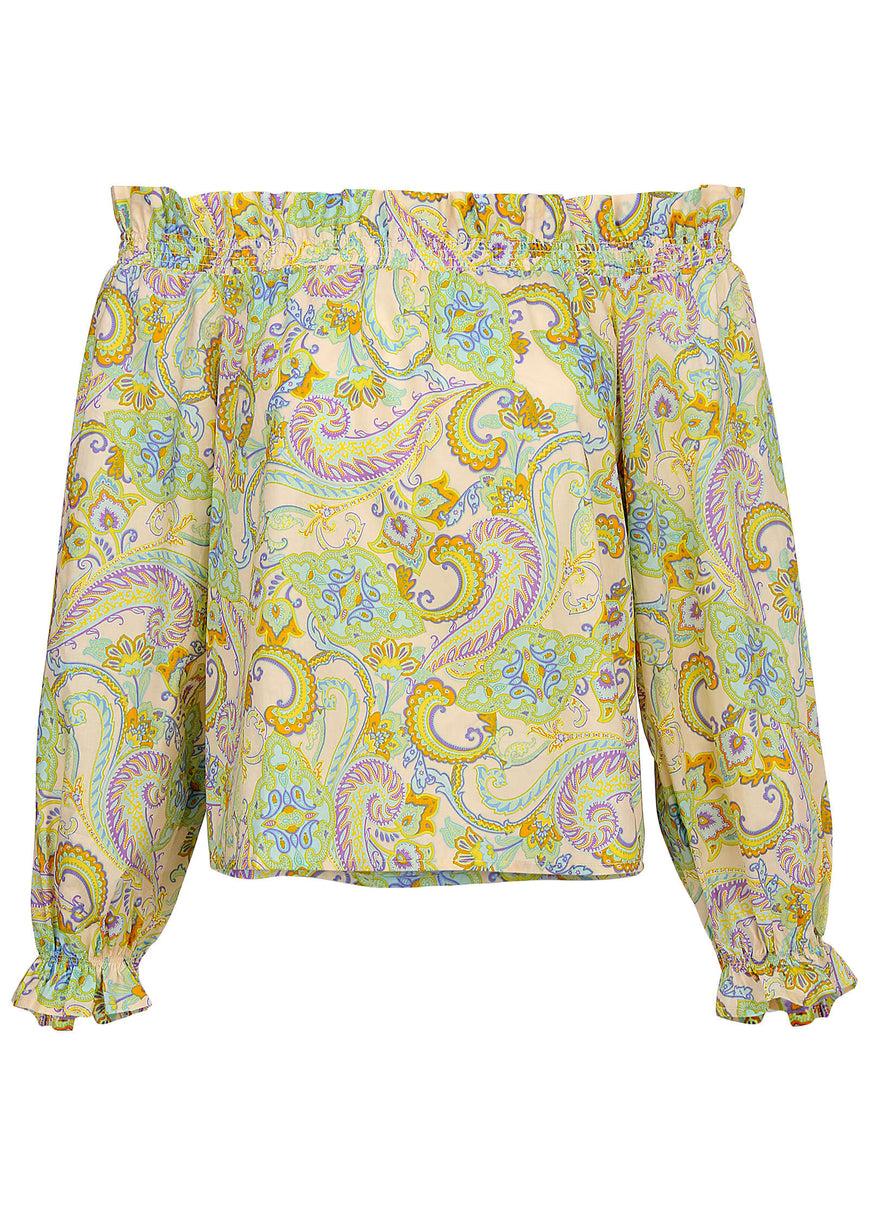 Off-the-shoulder top - Candied Shortbread Paisley