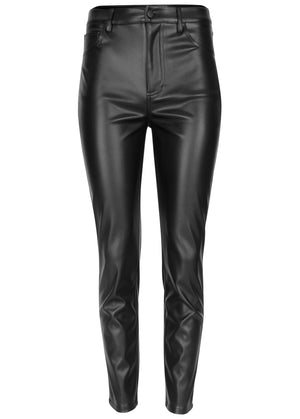 Faux Leather Straight Pants - Black - thumbnail-5