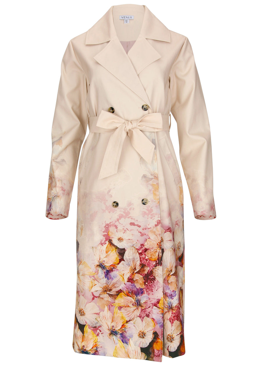 Printed Trench Coat - Digital Wildflowers