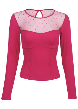 Mesh Long Sleeve Top - Vivacious - thumbnail-4