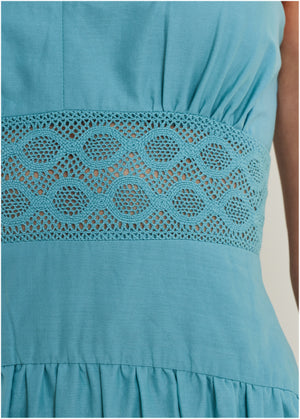 Lace Detail Drop Waist Maxi - Blue - thumbnail-3