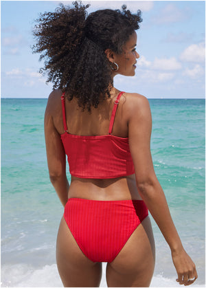 SuperRib swim crop top - Red - thumbnail-2