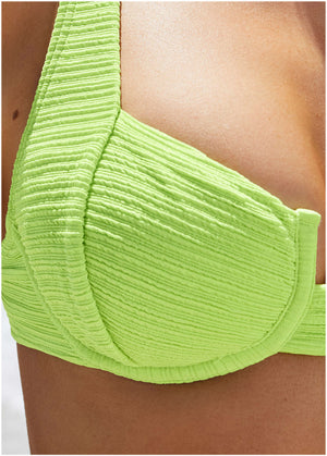 Textured Underwire Swim Top - Bright Lime Green - thumbnail-3