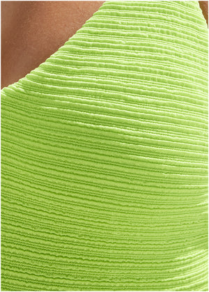 Textured high leg one-piece - Bright Lime Green - thumbnail-3