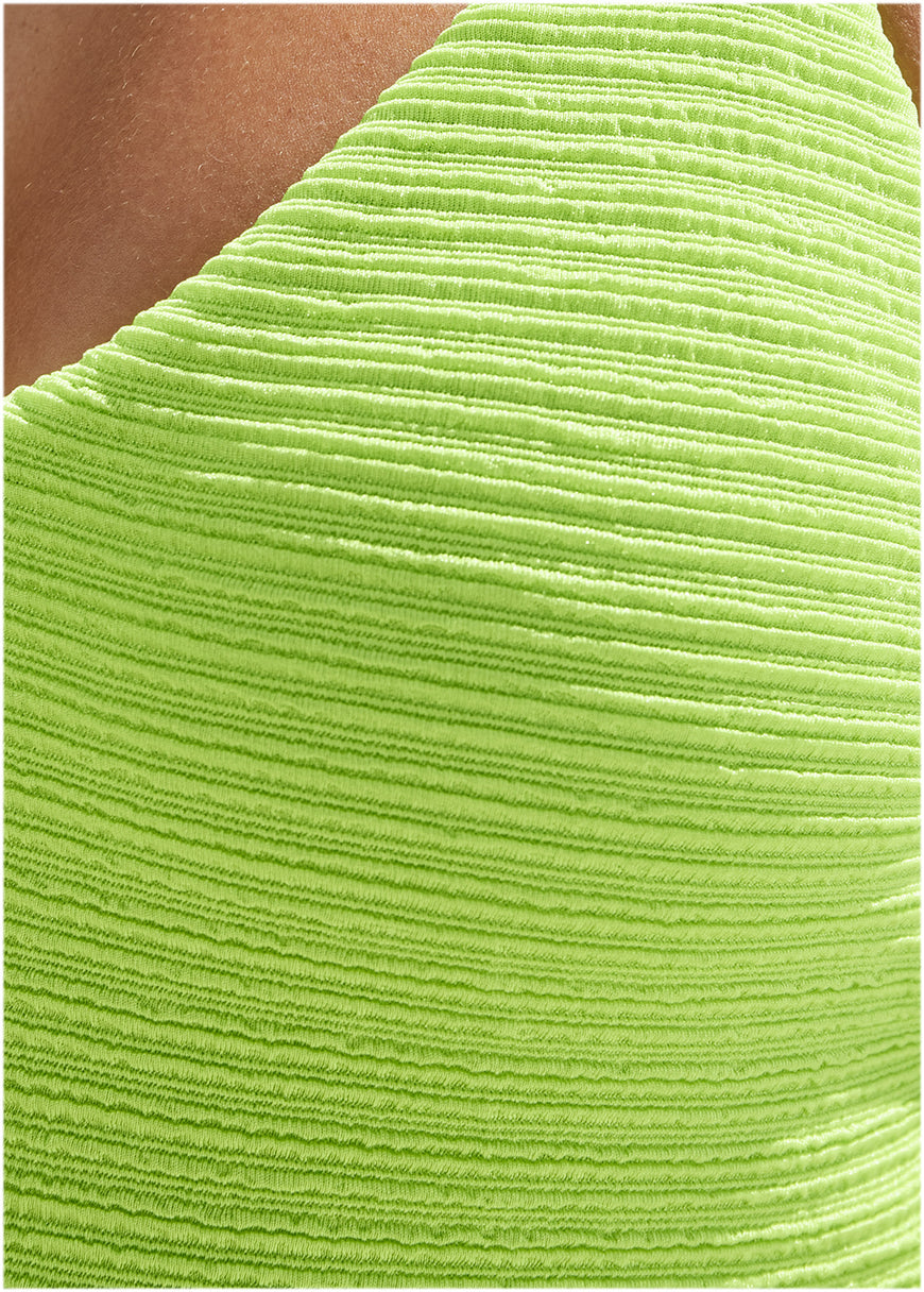 Textured high leg one-piece - Bright Lime Green