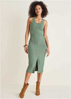 Henley midi dress - Basil - thumbnail-1