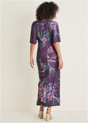 Twist Front Maxi Dress - Regal Wildflowers - thumbnail-2