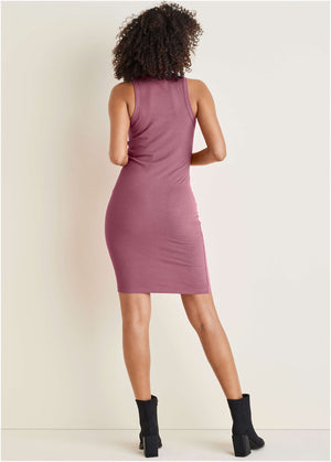 Flexrib Mini Dress - Heather Rose - thumbnail-2