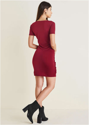 Matte jersey dress - Wine - thumbnail-2