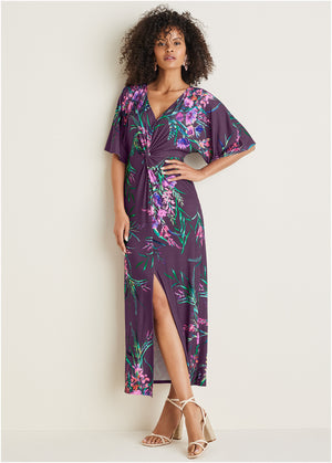 Twist Front Maxi Dress - Regal Wildflowers - thumbnail-1