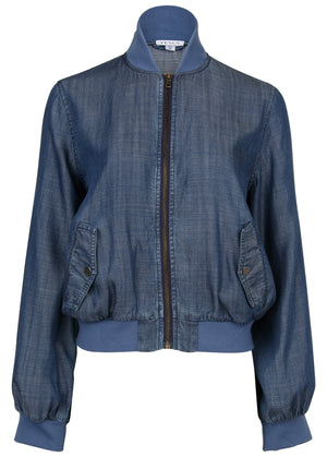 Chambray Bomber Jacket - Dark Wash - thumbnail-3