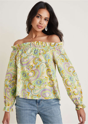 Off-the-shoulder top - Candied Shortbread Paisley - thumbnail-1