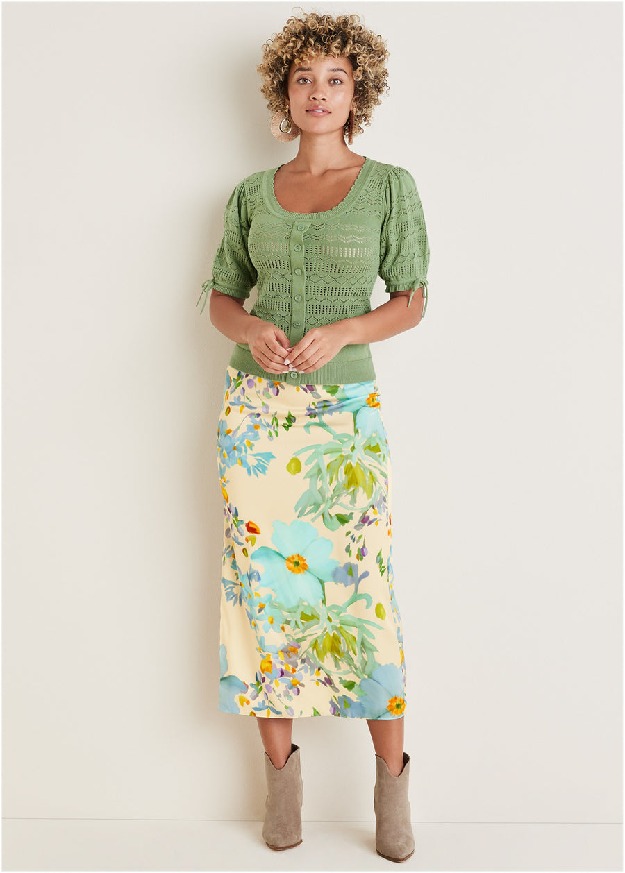 Midi Slip Skirt - Coquette Bouquet