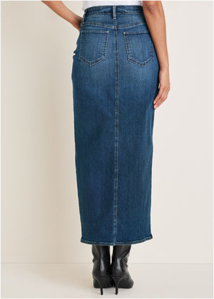 Denim Maxi Skirt - Medium Wash - thumbnail-3