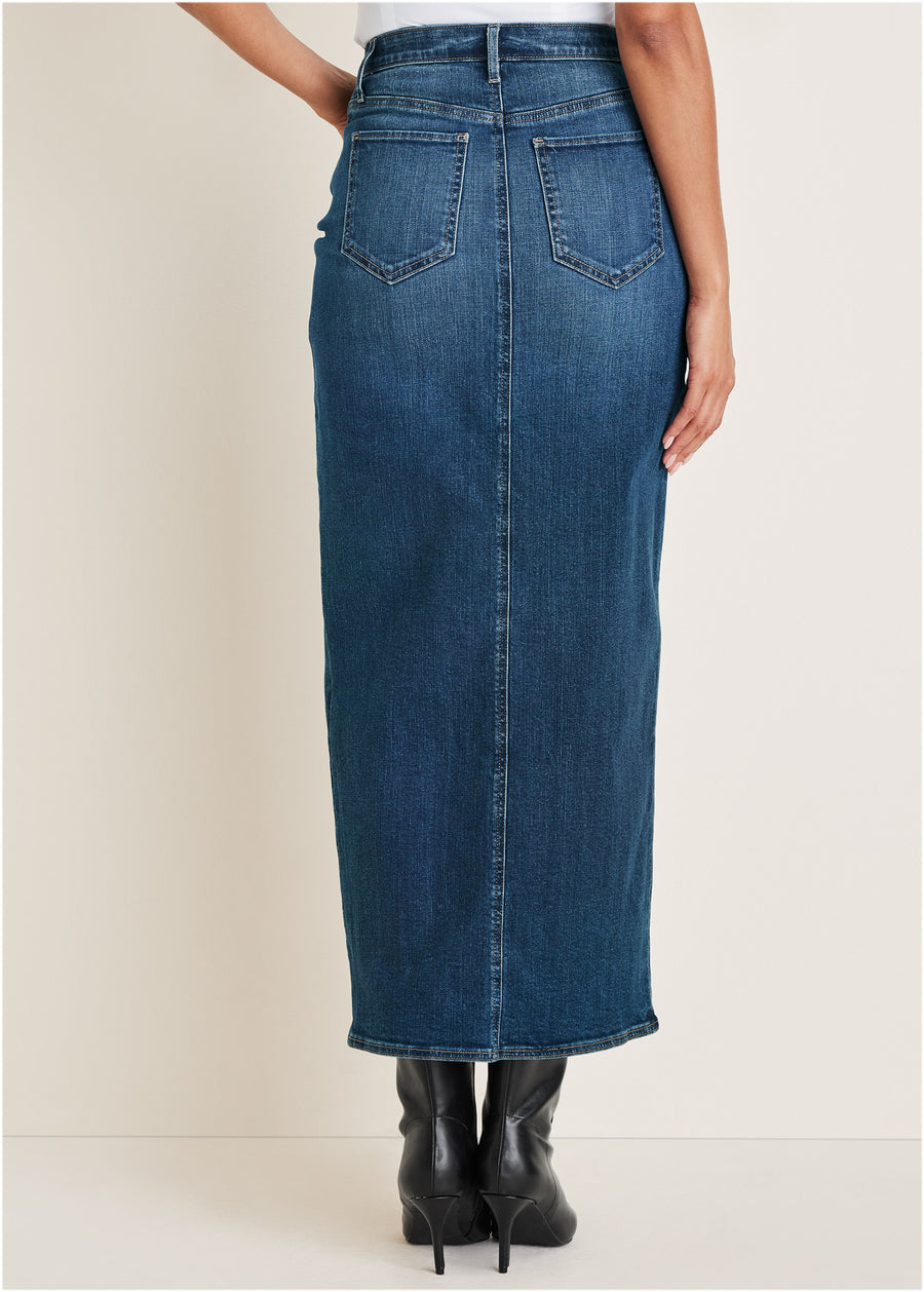 Denim Maxi Skirt - Medium Wash