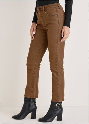 Audrey Straight Leg Jeans - Brown Wash - thumbnail-4