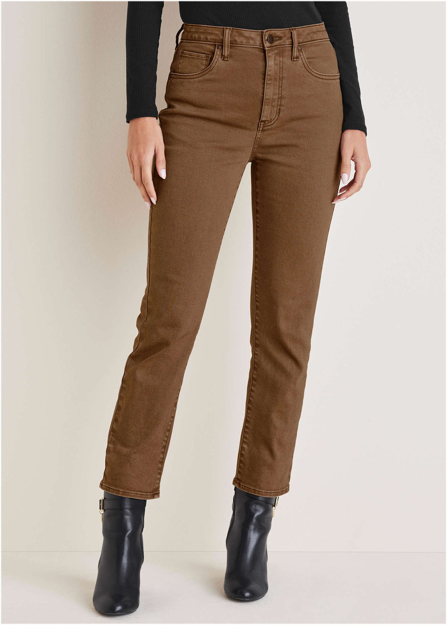 Audrey Straight Leg Jeans - Brown Wash