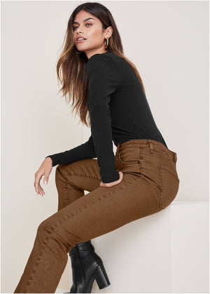 Audrey Straight Leg Jeans - Brown Wash - thumbnail-1