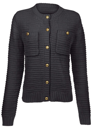 Button Detail Cardigan - Black - thumbnail-4