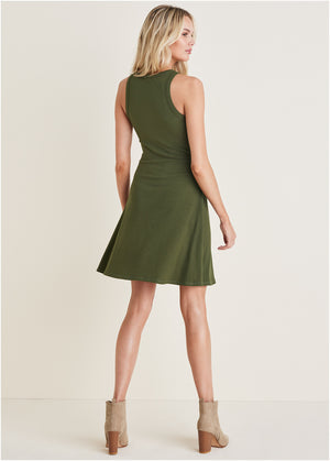 Flexrib Fit And Flare Dress - Bronze Green - thumbnail-2