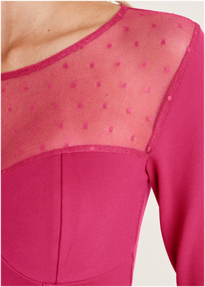 Mesh Long Sleeve Top - Vivacious - thumbnail-3