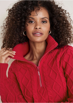 Zip Pullover - Equestrian Red - thumbnail-4