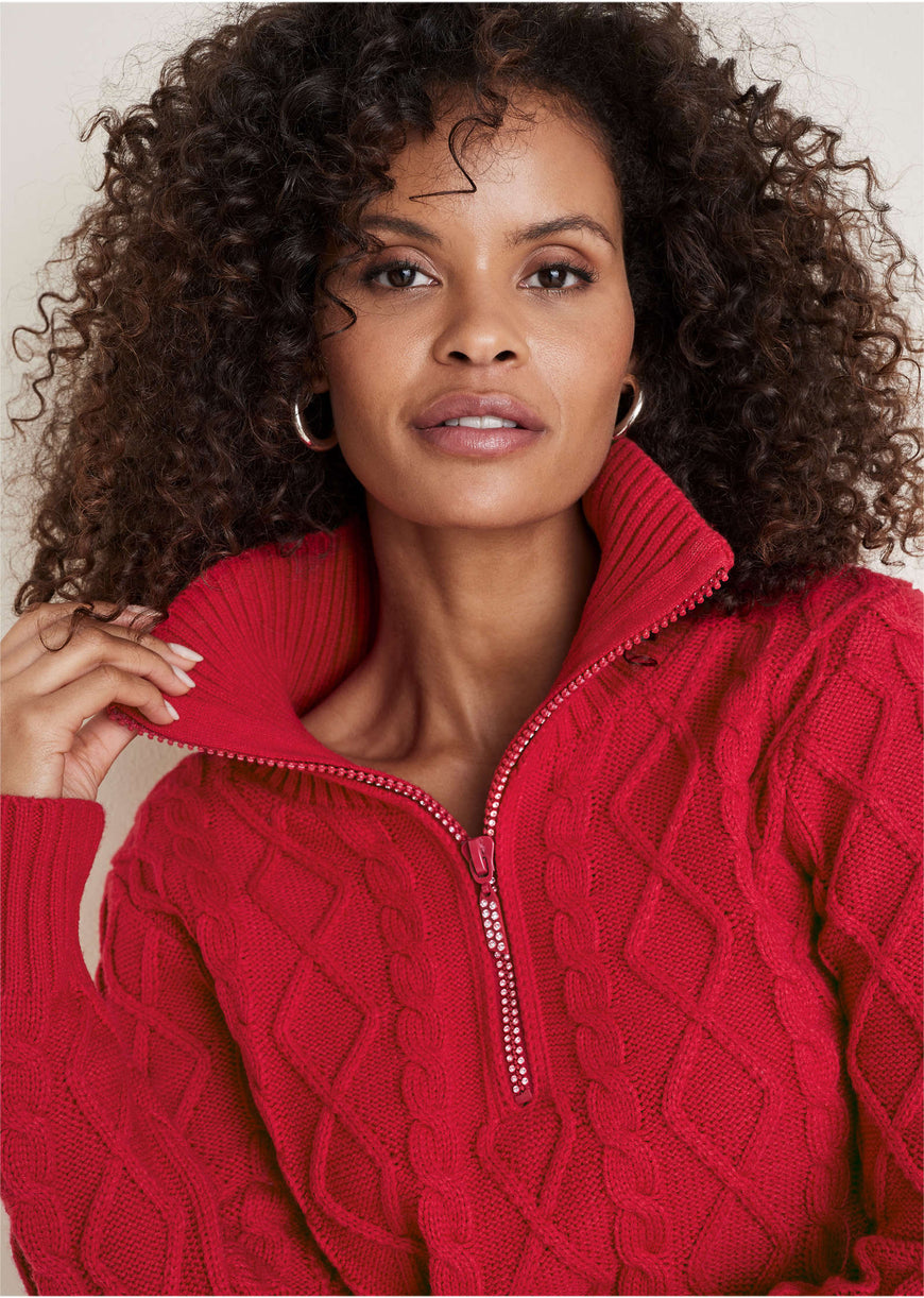 Zip Pullover - Equestrian Red