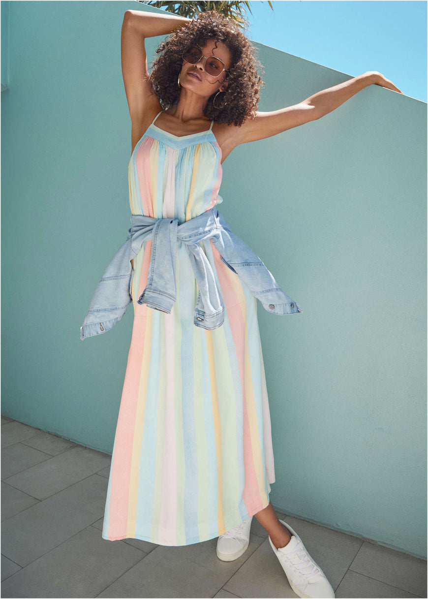 V-Neck Maxi Dress - Boardwalk Stripe