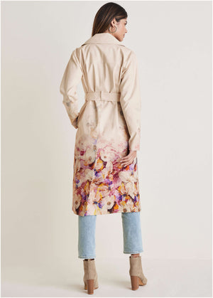 Printed Trench Coat - Digital Wildflowers - thumbnail-2